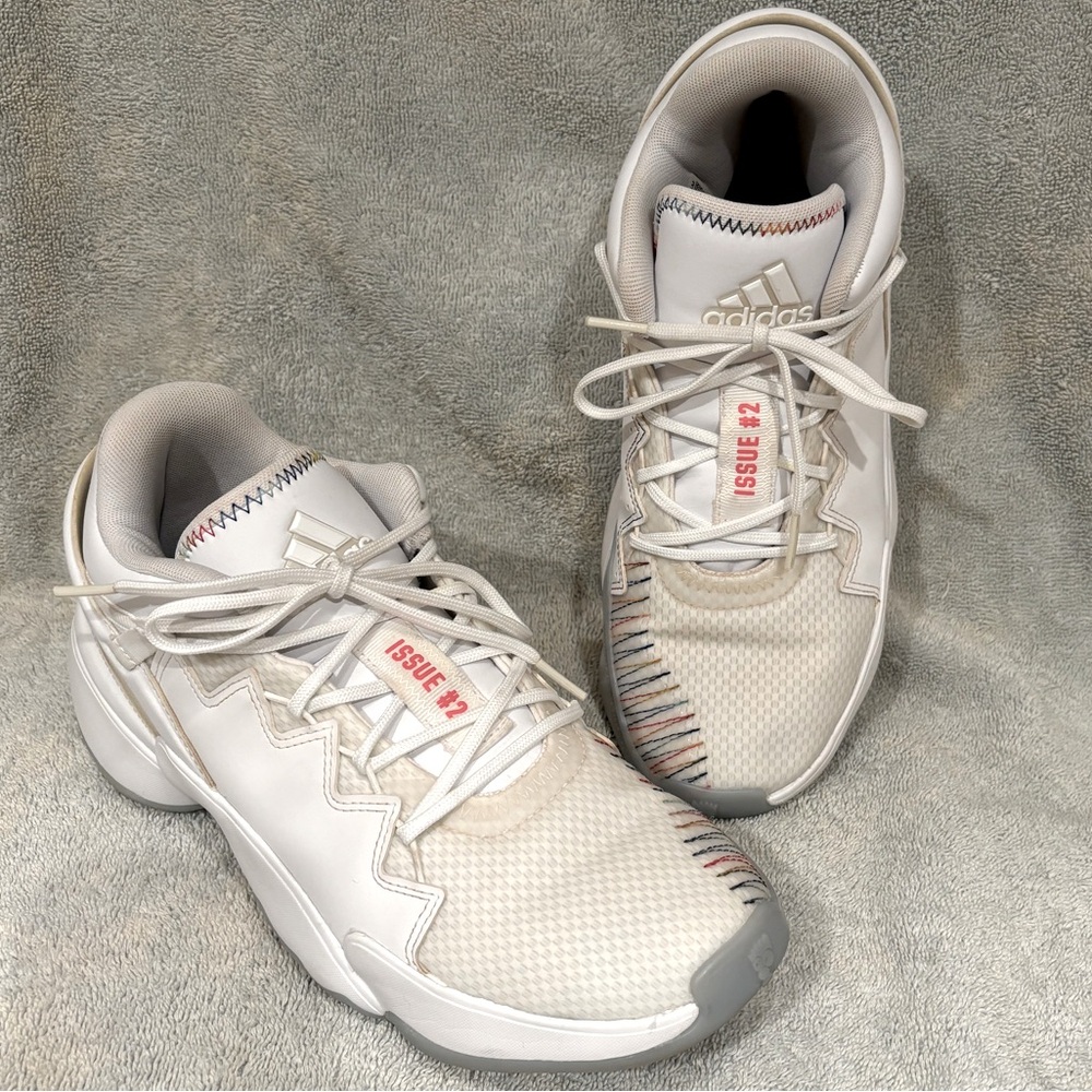Adidas issue #2 sports shoes D.O.N. Size 7 white with multi color stitching